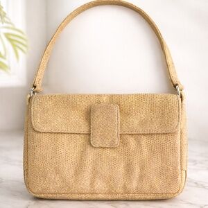 Liza Ganz Beige Textured Crossbody Bag Adjustable Strap